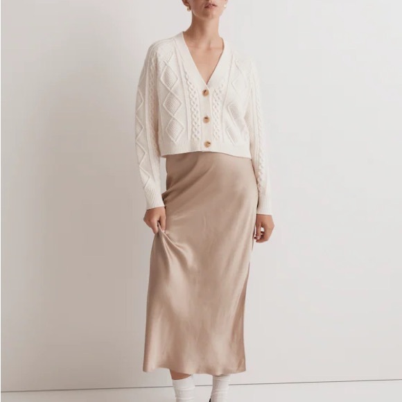 Madewell Cropped Cable Knit Sweater - 55% Wool - Picture 2 of 7